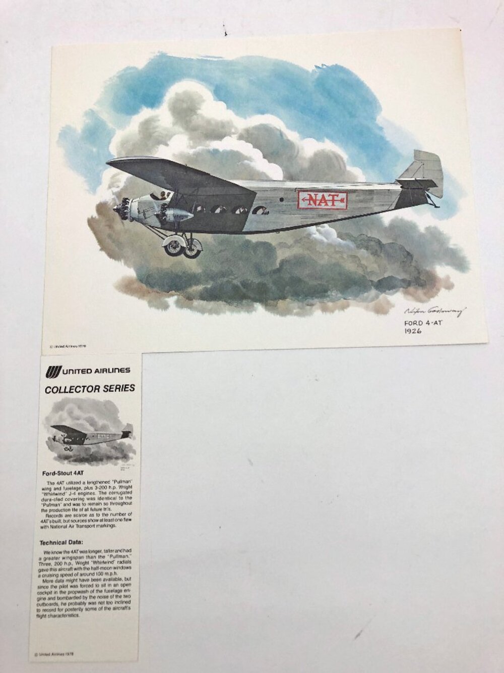 Nixon Galloway Art Print Ford 4-AT 1926 8.5x11" w/Info Tag CR-1978 Vintage